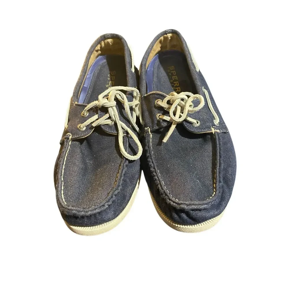 Sperry men’s slip on blue Topsider canvas shoes, 10.5.